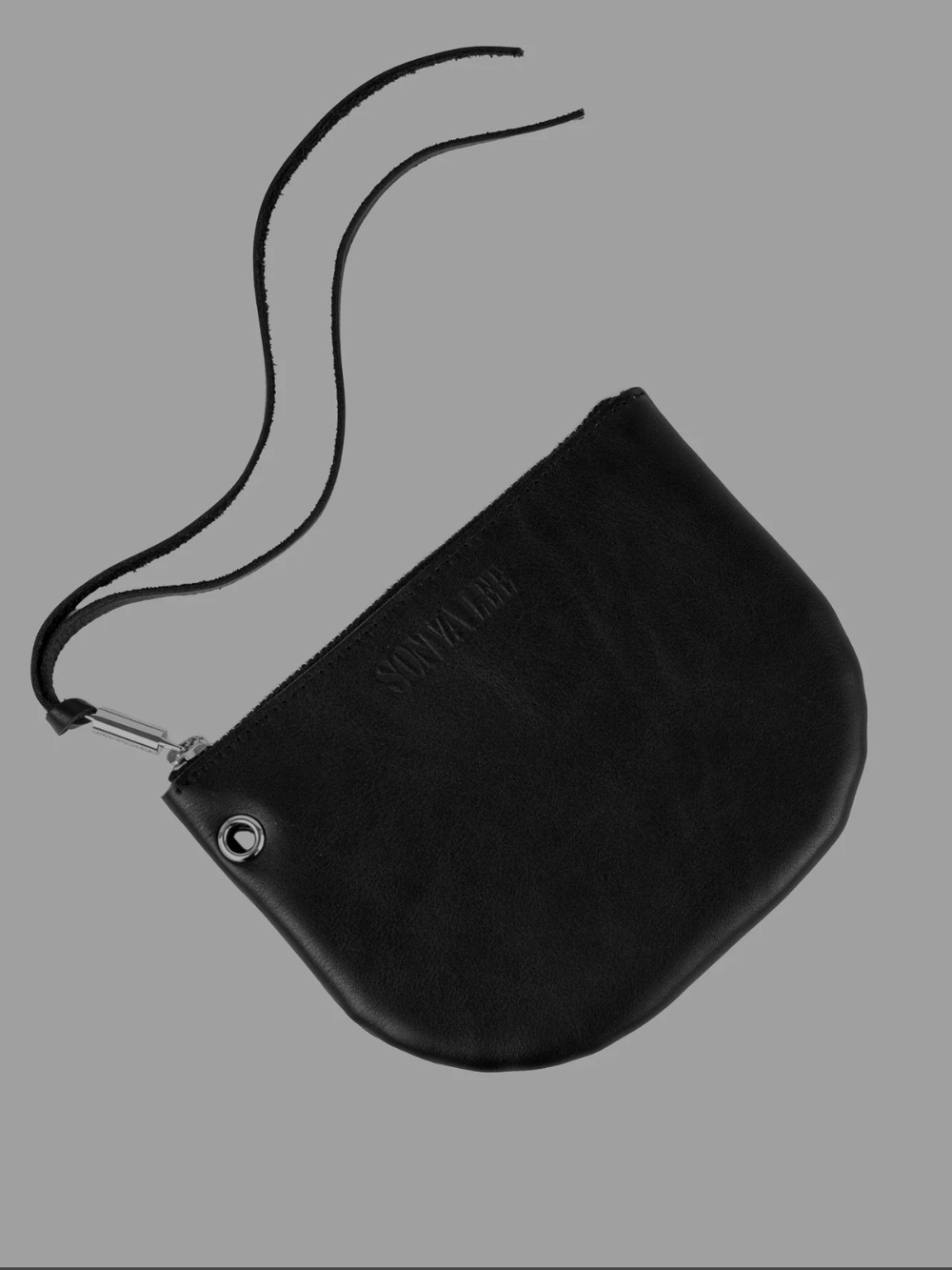 Simple Black Leather Crossbody Pouch